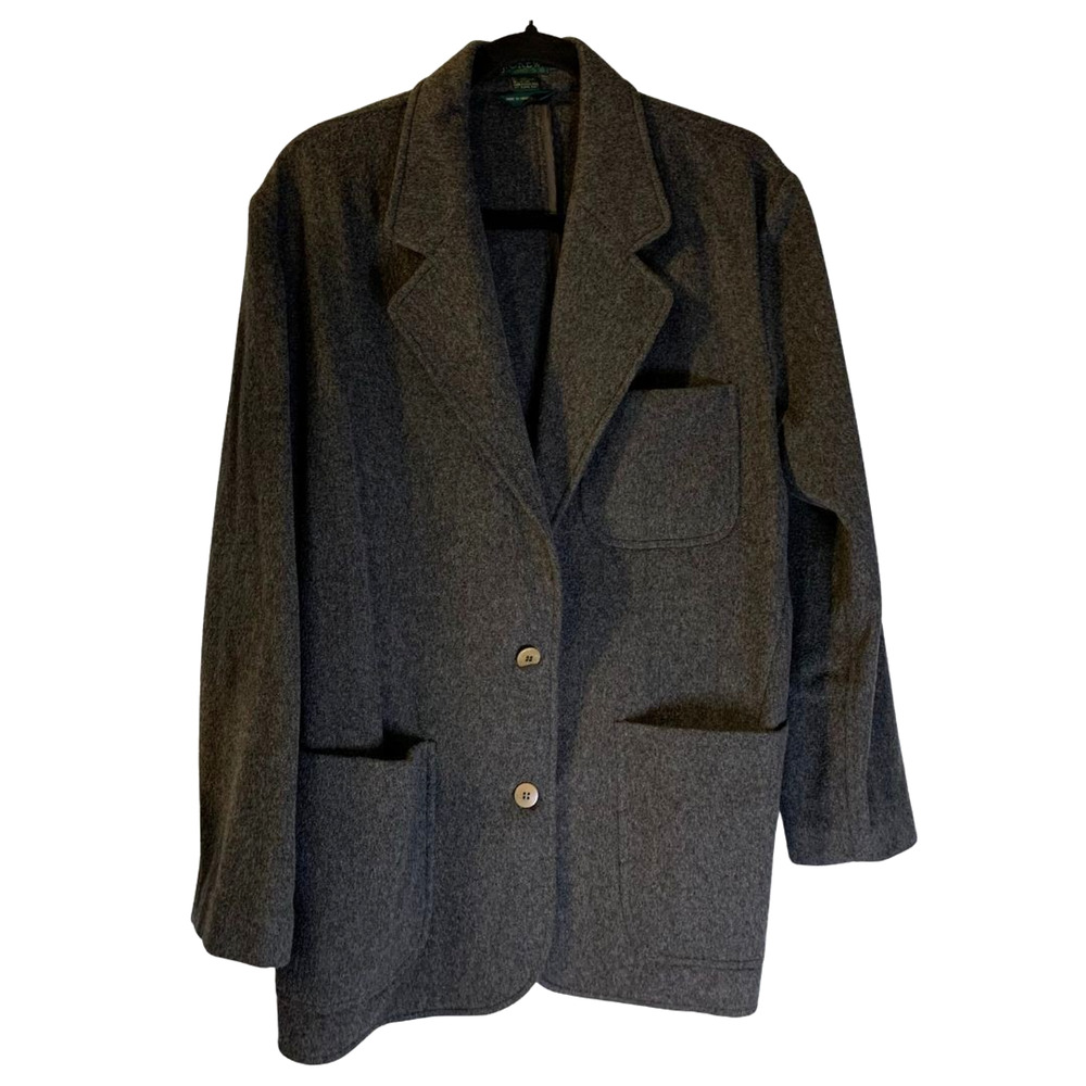 VTG J Crew Women's Slouchy Wool Cashmere Jacket Size M Charcoal Preppy Office